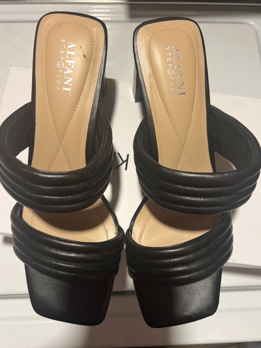 Alfani Black Padded Double-Strap Mule Sandals